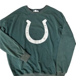 Equestrian Core Horseshoe Crewneck • Coastal Cowgirl Old Money Sweatshirt L